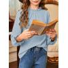 imageGirls Shirts Long Sleeve Lightweight Tops 2025 Fall Fashion Blouses Knit Crewneck Basic Tee 613 YearsBlue