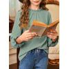 imageGirls Shirts Long Sleeve Lightweight Tops 2025 Fall Fashion Blouses Knit Crewneck Basic Tee 613 YearsGreen