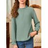 imageGirls Shirts Long Sleeve Lightweight Tops 2025 Fall Fashion Blouses Knit Crewneck Basic Tee 613 YearsGreen