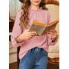 imageGirls Shirts Long Sleeve Lightweight Tops 2025 Fall Fashion Blouses Knit Crewneck Basic Tee 613 YearsPink