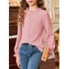 imageGirls Shirts Long Sleeve Lightweight Tops 2025 Fall Fashion Blouses Knit Crewneck Basic Tee 613 YearsPink