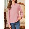 imageGirls Shirts Long Sleeve Lightweight Tops 2025 Fall Fashion Blouses Knit Crewneck Basic Tee 613 YearsPink