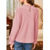 imageGirls Shirts Long Sleeve Lightweight Tops 2025 Fall Fashion Blouses Knit Crewneck Basic Tee 613 YearsPink