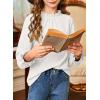 imageGirls Shirts Long Sleeve Lightweight Tops 2025 Fall Fashion Blouses Knit Crewneck Basic Tee 613 YearsWhite