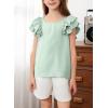 imageGirls Shirts Summer Cute Double Ruffle Short Sleeve Tie Back Bow Tee Tops 615 YearsGreen