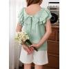imageGirls Shirts Summer Cute Double Ruffle Short Sleeve Tie Back Bow Tee Tops 615 YearsGreen