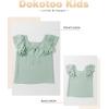 imageGirls Shirts Summer Cute Double Ruffle Short Sleeve Tie Back Bow Tee Tops 615 YearsGreen