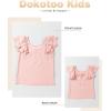imageGirls Shirts Summer Cute Double Ruffle Short Sleeve Tie Back Bow Tee Tops 615 YearsPink