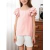 imageGirls Shirts Summer Cute Double Ruffle Short Sleeve Tie Back Bow Tee Tops 615 YearsPink