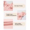 imageGirls Shirts Summer Cute Double Ruffle Short Sleeve Tie Back Bow Tee Tops 615 YearsPink