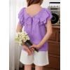 imageGirls Shirts Summer Cute Double Ruffle Short Sleeve Tie Back Bow Tee Tops 615 YearsPurple