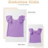imageGirls Shirts Summer Cute Double Ruffle Short Sleeve Tie Back Bow Tee Tops 615 YearsPurple