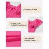 imageGirls Shirts Summer Cute Double Ruffle Short Sleeve Tie Back Bow Tee Tops 615 YearsRose Red