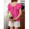 imageGirls Shirts Summer Cute Double Ruffle Short Sleeve Tie Back Bow Tee Tops 615 YearsRose Red