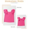 imageGirls Shirts Summer Cute Double Ruffle Short Sleeve Tie Back Bow Tee Tops 615 YearsRose Red