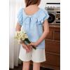 imageGirls Shirts Summer Cute Double Ruffle Short Sleeve Tie Back Bow Tee Tops 615 YearsSky Blue