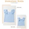 imageGirls Shirts Summer Cute Double Ruffle Short Sleeve Tie Back Bow Tee Tops 615 YearsSky Blue