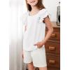 imageGirls Shirts Summer Cute Double Ruffle Short Sleeve Tie Back Bow Tee Tops 615 YearsWhite