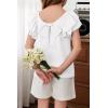 imageGirls Shirts Summer Cute Double Ruffle Short Sleeve Tie Back Bow Tee Tops 615 YearsWhite
