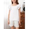 imageGirls Shirts Summer Cute Double Ruffle Short Sleeve Tie Back Bow Tee Tops 615 YearsWhite