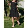 imageGirls Summer Dress Casual Puff Sleeve Aline Button Down Eyelet Midi Dress 615 YearsBlack