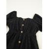imageGirls Summer Dress Casual Puff Sleeve Aline Button Down Eyelet Midi Dress 615 YearsBlack