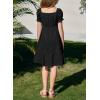 imageGirls Summer Dress Casual Puff Sleeve Aline Button Down Eyelet Midi Dress 615 YearsBlack