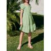 imageGirls Summer Dress Casual Puff Sleeve Aline Button Down Eyelet Midi Dress 615 YearsGreen