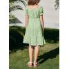 imageGirls Summer Dress Casual Puff Sleeve Aline Button Down Eyelet Midi Dress 615 YearsGreen