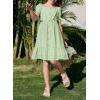 imageGirls Summer Dress Casual Puff Sleeve Aline Button Down Eyelet Midi Dress 615 YearsGreen