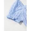 imageGirls Summer Dress Casual Puff Sleeve Aline Button Down Eyelet Midi Dress 615 YearsLight Blue
