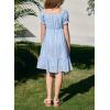 imageGirls Summer Dress Casual Puff Sleeve Aline Button Down Eyelet Midi Dress 615 YearsLight Blue