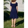 imageGirls Summer Dress Casual Puff Sleeve Aline Button Down Eyelet Midi Dress 615 YearsNavy Blue