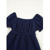 imageGirls Summer Dress Casual Puff Sleeve Aline Button Down Eyelet Midi Dress 615 YearsNavy Blue