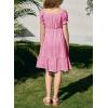 imageGirls Summer Dress Casual Puff Sleeve Aline Button Down Eyelet Midi Dress 615 YearsPink