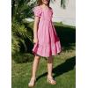 imageGirls Summer Dress Casual Puff Sleeve Aline Button Down Eyelet Midi Dress 615 YearsPink