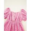 imageGirls Summer Dress Casual Puff Sleeve Aline Button Down Eyelet Midi Dress 615 YearsPink