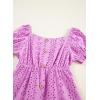 imageGirls Summer Dress Casual Puff Sleeve Aline Button Down Eyelet Midi Dress 615 YearsPurple