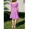imageGirls Summer Dress Casual Puff Sleeve Aline Button Down Eyelet Midi Dress 615 YearsPurple