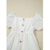 imageGirls Summer Dress Casual Puff Sleeve Aline Button Down Eyelet Midi Dress 615 YearsWhite