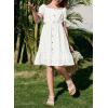 imageGirls Summer Dress Casual Puff Sleeve Aline Button Down Eyelet Midi Dress 615 YearsWhite