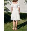 imageGirls Summer Dress Casual Puff Sleeve Aline Button Down Eyelet Midi Dress 615 YearsWhite