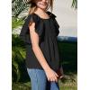 imageGirls Summer Ruffle Short Sleeve Shirts Tops Casual Pleated Square Neck Blouse 615 YearsBlack