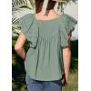 imageGirls Summer Ruffle Short Sleeve Shirts Tops Casual Pleated Square Neck Blouse 615 YearsGreen