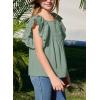 imageGirls Summer Ruffle Short Sleeve Shirts Tops Casual Pleated Square Neck Blouse 615 YearsGreen