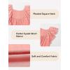 imageGirls Summer Ruffle Short Sleeve Shirts Tops Casual Pleated Square Neck Blouse 615 YearsPink