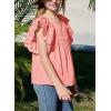 imageGirls Summer Ruffle Short Sleeve Shirts Tops Casual Pleated Square Neck Blouse 615 YearsPink