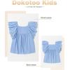 imageGirls Summer Ruffle Short Sleeve Shirts Tops Casual Pleated Square Neck Blouse 615 YearsSky Blue