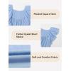 imageGirls Summer Ruffle Short Sleeve Shirts Tops Casual Pleated Square Neck Blouse 615 YearsSky Blue