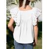 imageGirls Summer Ruffle Short Sleeve Shirts Tops Casual Pleated Square Neck Blouse 615 YearsWhite